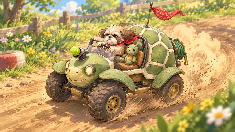 Concept art of the turtle truck before the gameplay reveal.
